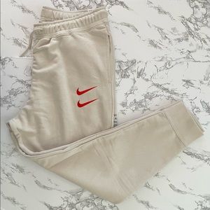 Nike Sportswear Double Swoosh Fleece Jogger Pants Beige